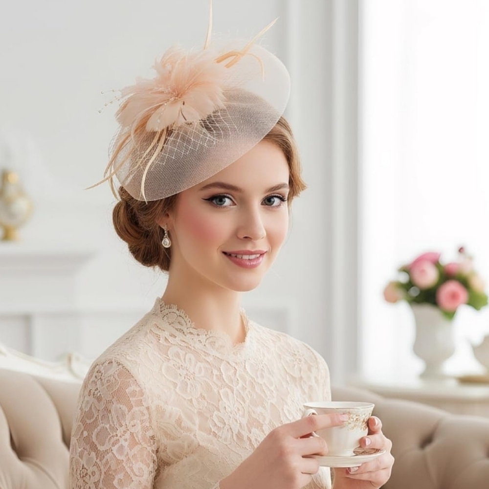 🐎NEW! Soft Peach Fascinator Hat